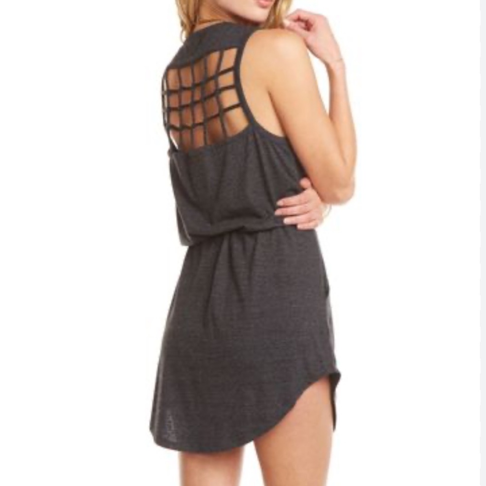 Chaser Women’s Triblend Knot Back Hi Lo Shirttail Dress Gray Medium